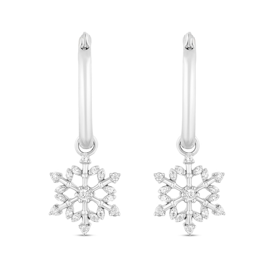 Enchanted Disney Elsa 1/5 CT. T.w. Diamond Snowflake Drop Earrings in Sterling Silver