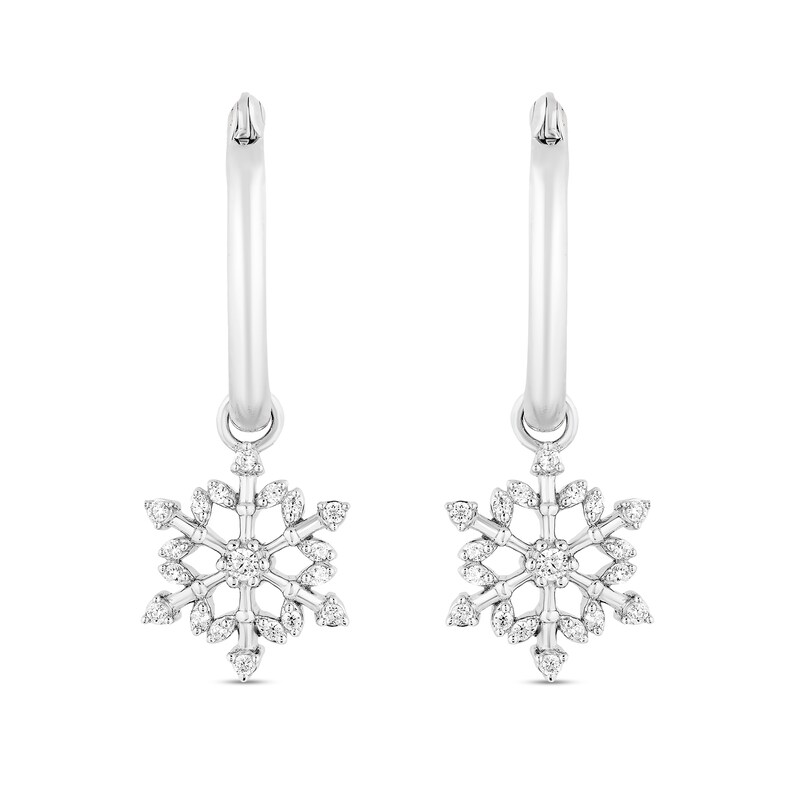 Enchanted Disney Elsa 1/5 CT. T.W. Diamond Snowflake Drop Earrings in Sterling Silver