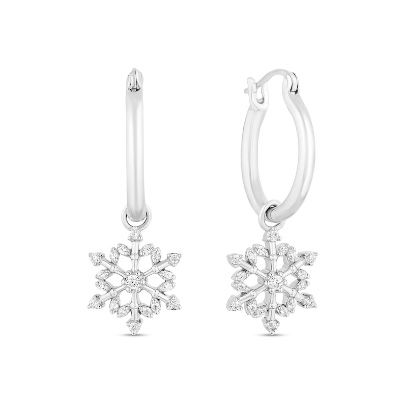 Enchanted Disney Elsa 1/5 CT. T.W. Diamond Snowflake Drop Earrings in Sterling Silver