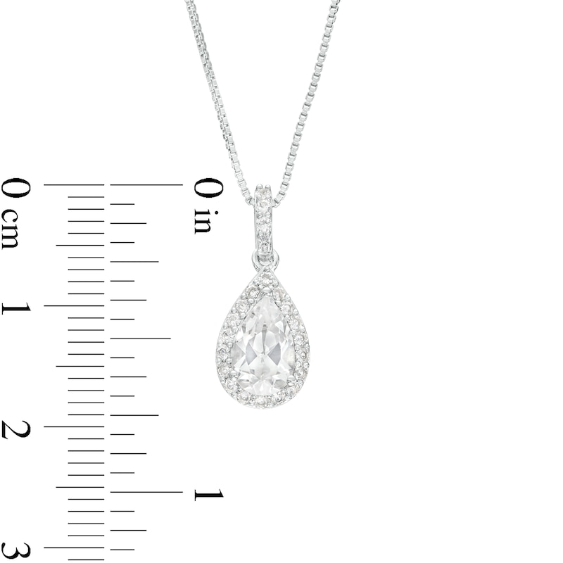 Main Image 4 of Pear-Shaped White Lab-Created Sapphire Pendant, Earrings and Ring Set in Sterling Silver