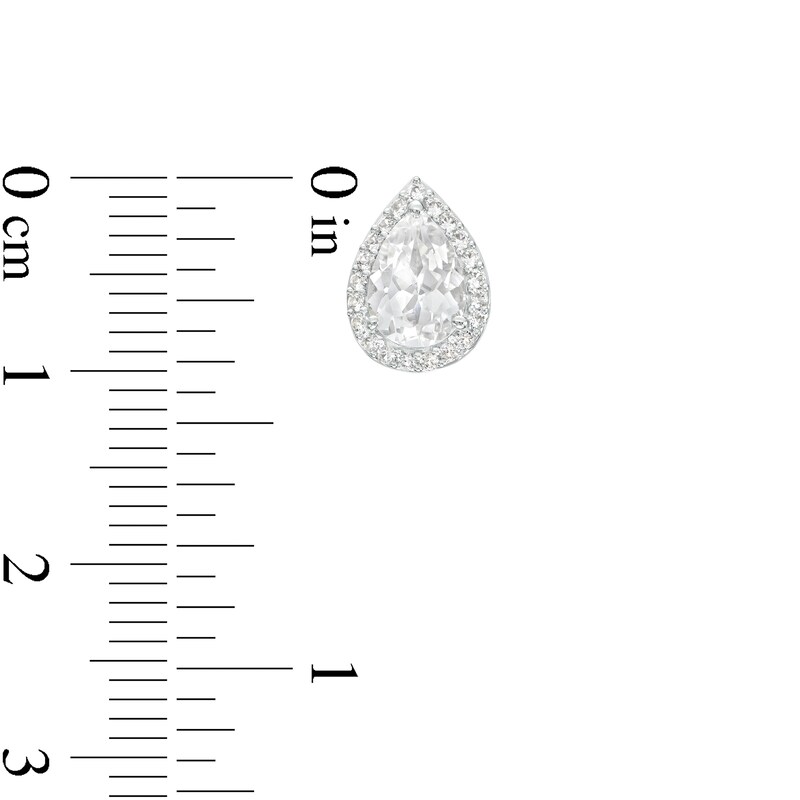 Main Image 5 of Pear-Shaped White Lab-Created Sapphire Pendant, Earrings and Ring Set in Sterling Silver