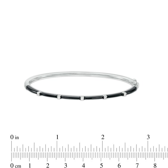 1/10 CT. T.w. Diamond Five Stone Black Enamel Cuff in Sterling Silver