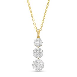 1 CT. T.W. Multi-Diamond Graduated Flower Trio Pendant in 10K Gold