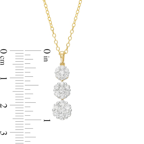 1 CT. T.w. Multi-Diamond Graduated Flower Trio Pendant in 10K Gold