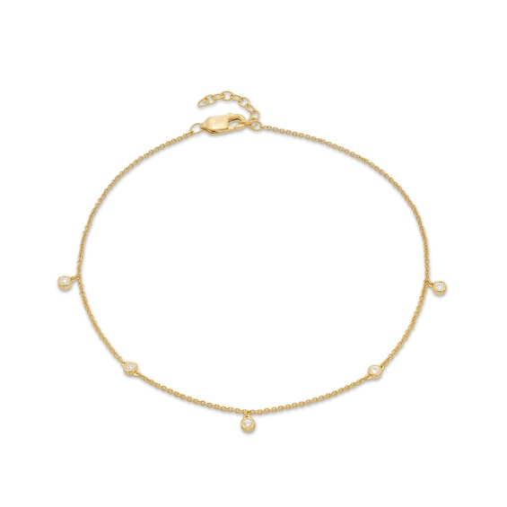 1/10 CT. T.w. Diamond Five Stone Station Anklet in 10K Gold â 10"