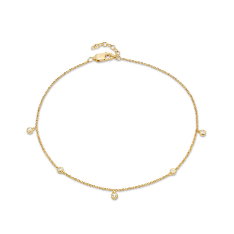 Main Image 1 of 1/10 CT. T.W. Diamond Five Stone Station Anklet in 10K Gold – 10"