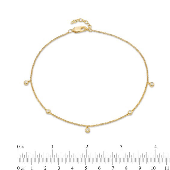 1/10 CT. T.w. Diamond Five Stone Station Anklet in 10K Gold â 10"