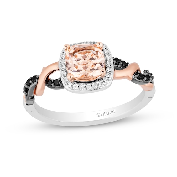 Enchanted Disney Villains Maleficent Morganite and 1/6 CT. T.w. Diamond Ring in Sterling Silver and 10K Rose Gold