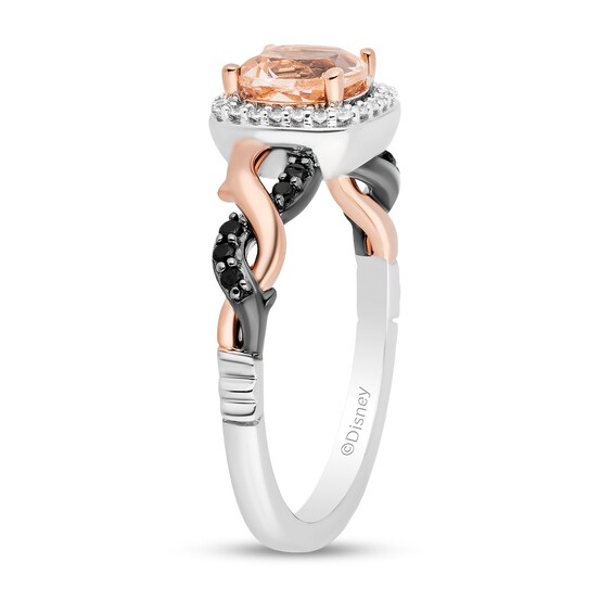 Enchanted Disney Villains Maleficent Morganite and 1/6 CT. T.w. Diamond Ring in Sterling Silver and 10K Rose Gold