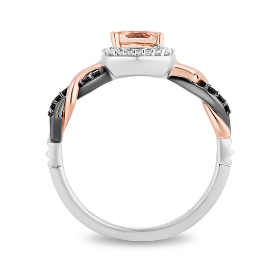 Enchanted Disney Villains Maleficent Morganite and 1/6 CT. T.w. Diamond Ring in Sterling Silver and 10K Rose Gold
