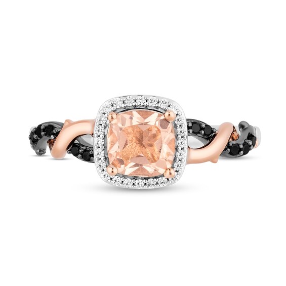 Enchanted Disney Villains Maleficent Morganite and 1/6 CT. T.w. Diamond Ring in Sterling Silver and 10K Rose Gold