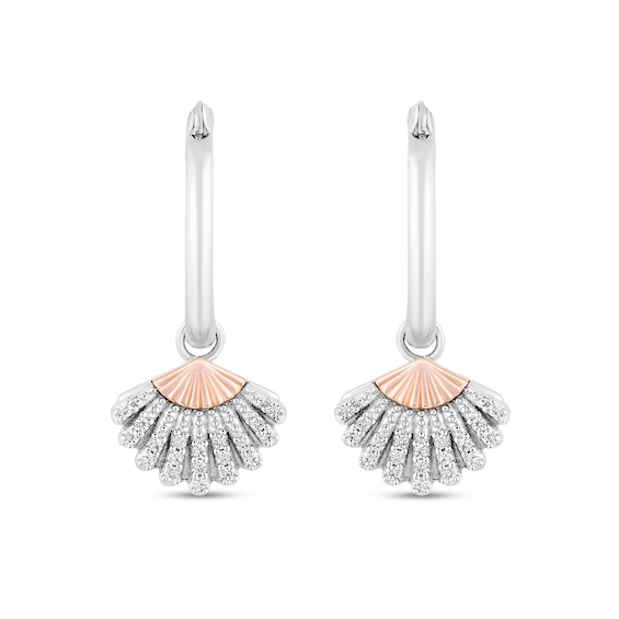 Enchanted Disney Ariel 1/8 CT. T.w. Diamond Seashell Drop Earrings in Sterling Silver and 10K Rose Gold