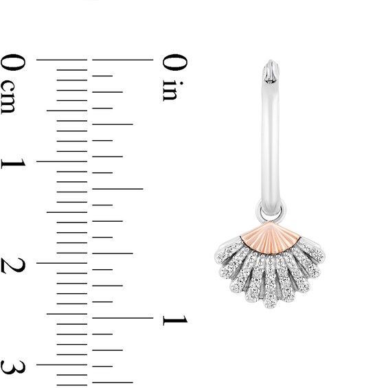 Enchanted Disney Ariel 1/8 CT. T.w. Diamond Seashell Drop Earrings in Sterling Silver and 10K Rose Gold