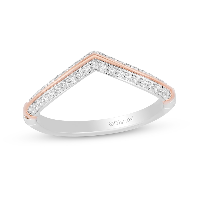 Enchanted Disney Aurora 1/5 CT. T.W. Diamond Contour Wedding Band in 14K Two-Tone Gold