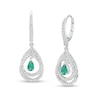 Pear-Shaped Lab-Created Emerald and White Sapphire Intertwined Drop Earrings in Sterling Silver