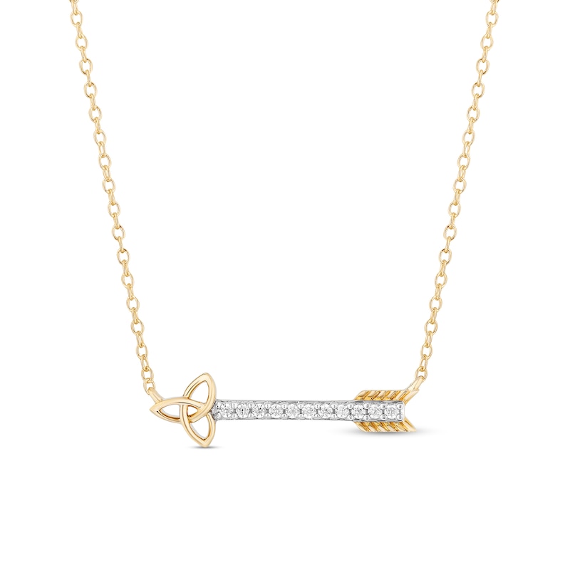 Main Image 1 of Collector's Edition Enchanted Disney Brave 10th Anniversary 1/10 CT. T.W. Diamond Celtic Arrow Necklace in 10K Gold