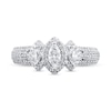 Thumbnail Image 3 of 1 CT. T.W. Marquise Diamond Frame Three Stone Triple Row Split Shank Engagement Ring in 14K White Gold