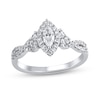 Thumbnail Image 1 of 3/4 CT. T.W. Marquise Diamond Frame Tri-Sides Twist Shank Engagement Ring in 14K White Gold