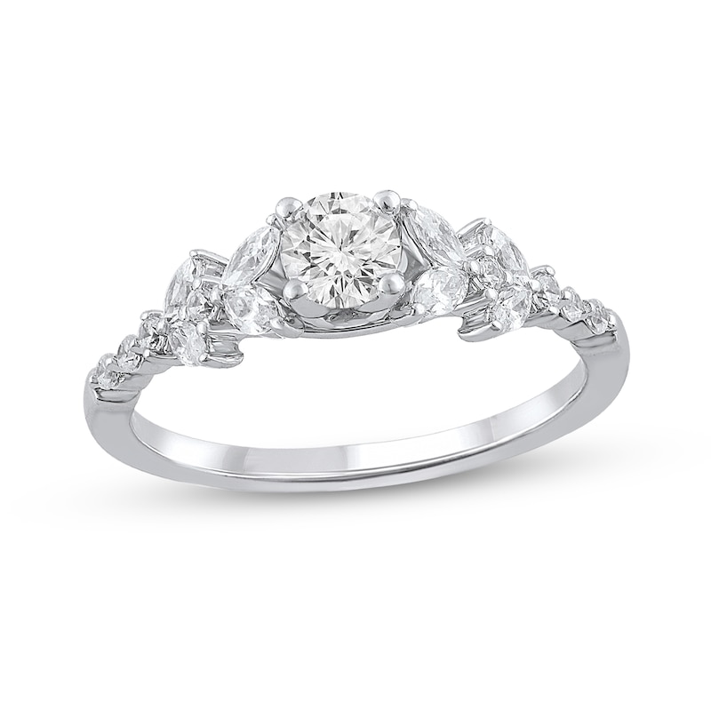 Main Image 1 of 3/4 CT. T.W. Diamond Leaf-Sides Engagement Ring in 14K White Gold