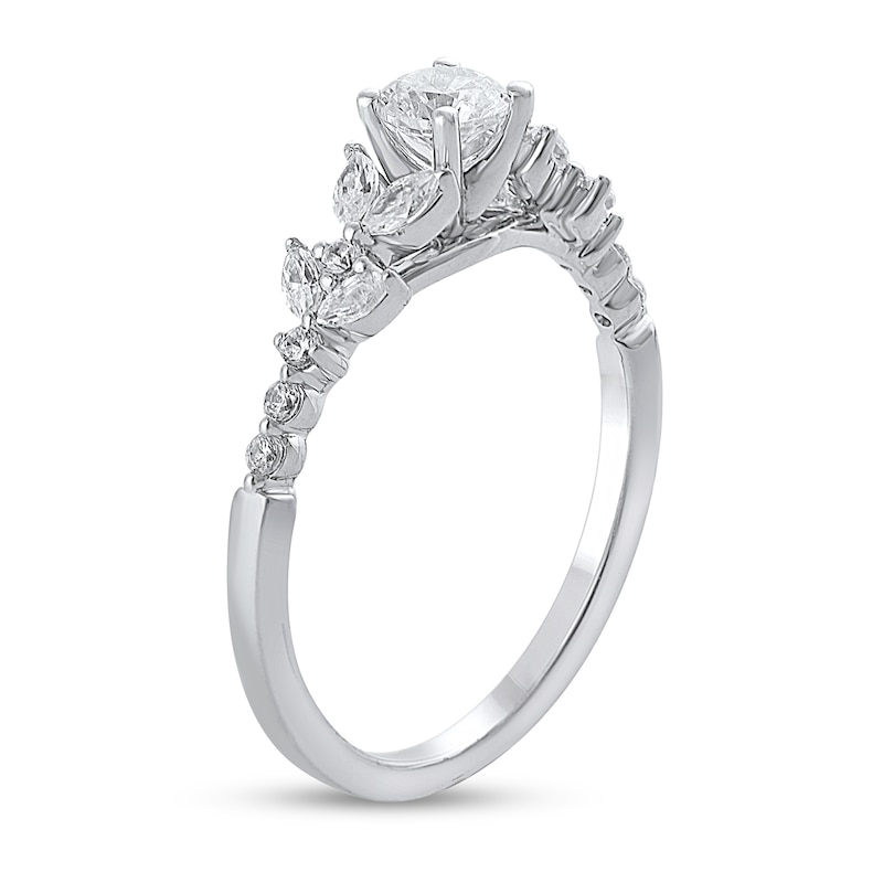 Main Image 2 of 3/4 CT. T.W. Diamond Leaf-Sides Engagement Ring in 14K White Gold