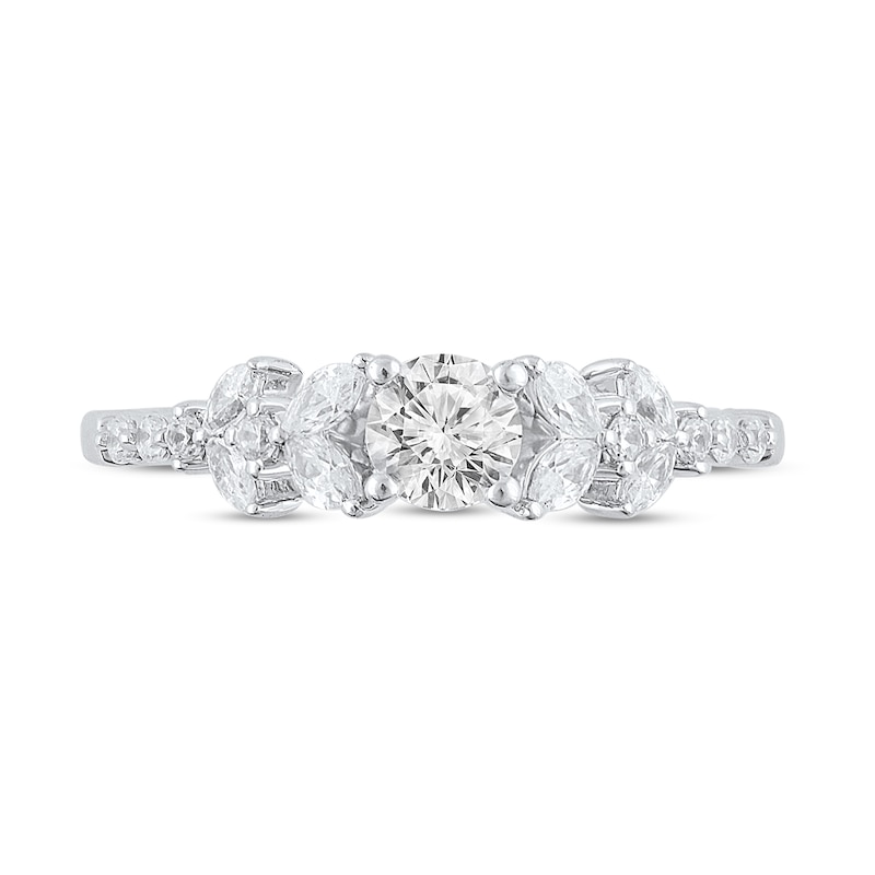 Main Image 3 of 3/4 CT. T.W. Diamond Leaf-Sides Engagement Ring in 14K White Gold