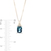 Thumbnail Image 3 of Elongated Cushion-Cut London Blue Topaz and 1/20 CT. T.W. Diamond Tri-Top Pendant in 10K Gold
