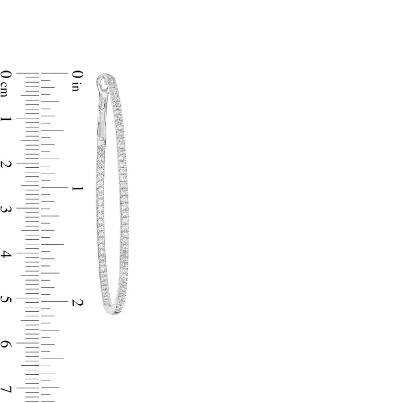 Main Image 3 of 1-3/4 CT. T.W. Diamond Inside-Out Hoop Earrings in 10K White Gold