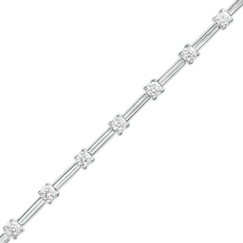 Main Image 1 of 1 CT. T.W. Diamond Alternating Line Bracelet in 10K White Gold