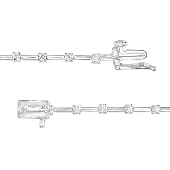 1 CT. T.w. Diamond Alternating Line Bracelet in 10K White Gold