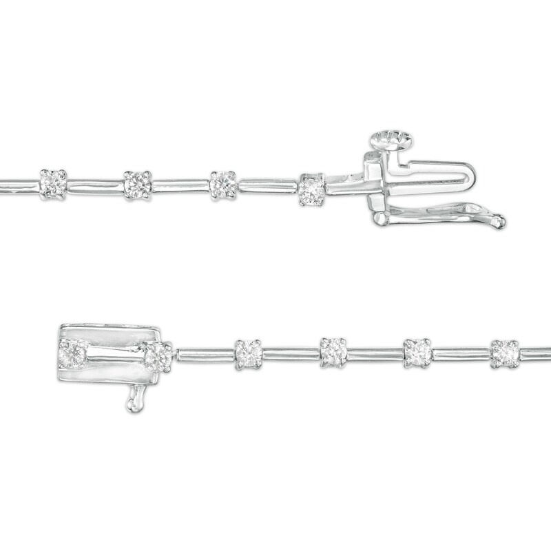 Main Image 3 of 1 CT. T.W. Diamond Alternating Line Bracelet in 10K White Gold
