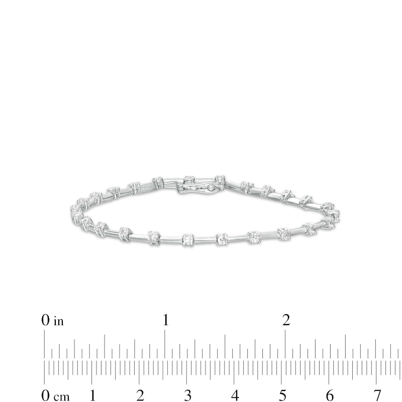 Main Image 4 of 1 CT. T.W. Diamond Alternating Line Bracelet in 10K White Gold