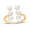 Thumbnail Image 1 of 5.0mm Freshwater Cultured Pearl Six Stone Double Row Open Ring in 10K Gold