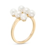 Thumbnail Image 3 of 5.0mm Freshwater Cultured Pearl Six Stone Double Row Open Ring in 10K Gold