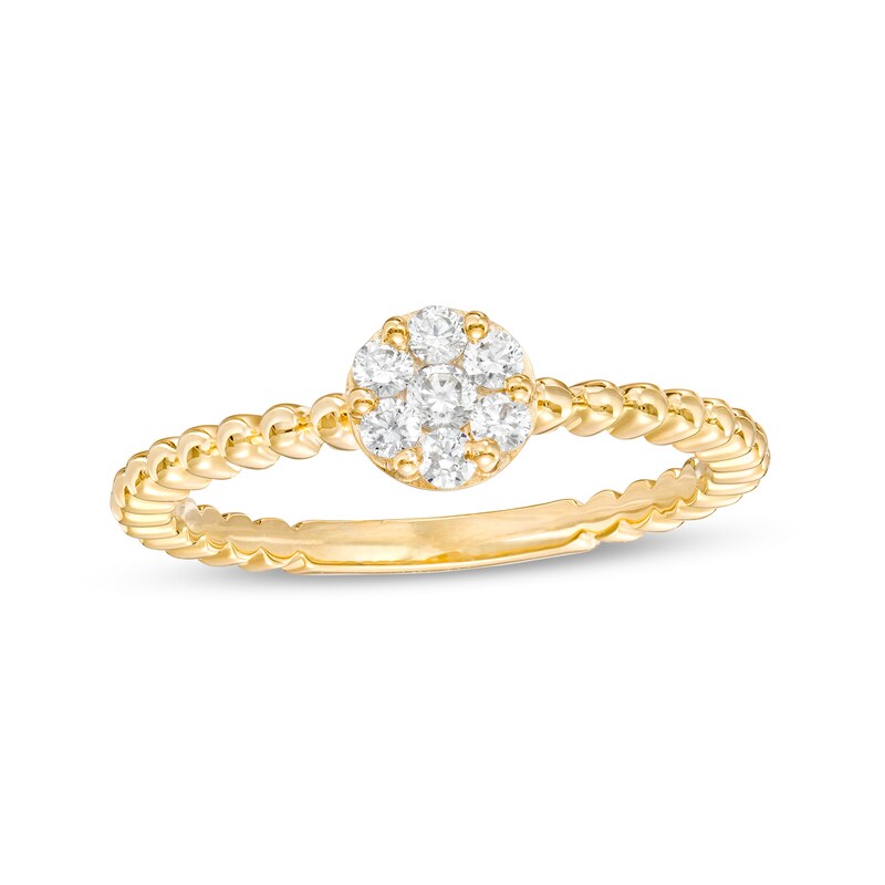 Main Image 1 of 1/4 CT. T.W. Multi-Diamond Beaded Shank Ring in 10K Gold