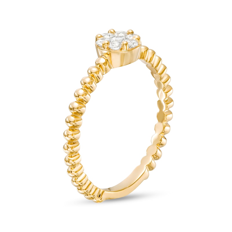 Main Image 3 of 1/4 CT. T.W. Multi-Diamond Beaded Shank Ring in 10K Gold