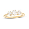 Thumbnail Image 1 of 1/2 CT. T.W. Multi-Diamond Trio Beaded Shank Ring in 10K Gold