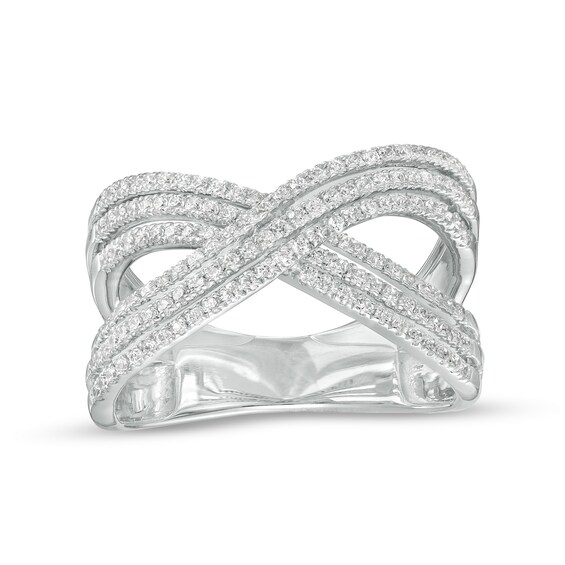 5/8 CT. T.w. Diamond Crossover Split Shank Ring in 10K White Gold