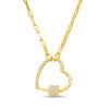 Thumbnail Image 1 of 1/3 CT. T.W. Multi-Diamond Heart Outline Necklace in 10K Gold