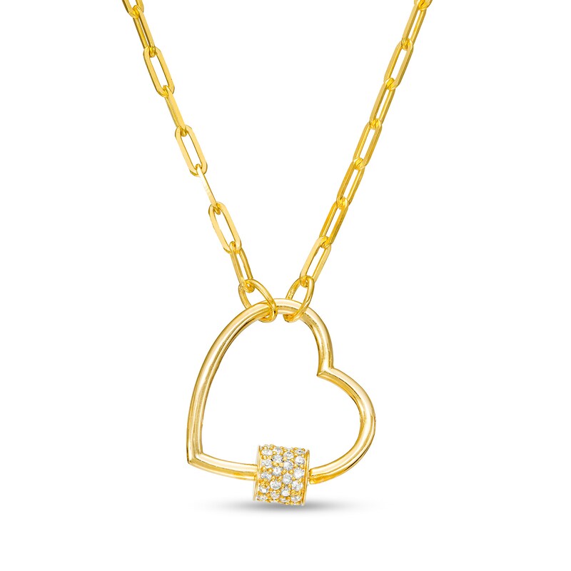 Main Image 1 of 1/3 CT. T.W. Multi-Diamond Heart Outline Necklace in 10K Gold