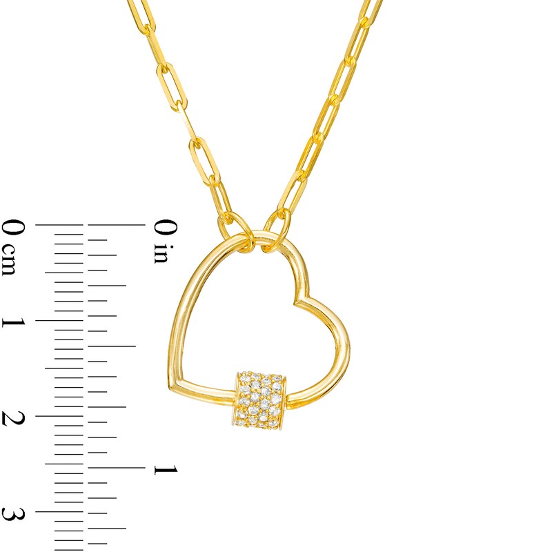 Main Image 3 of 1/3 CT. T.W. Multi-Diamond Heart Outline Necklace in 10K Gold
