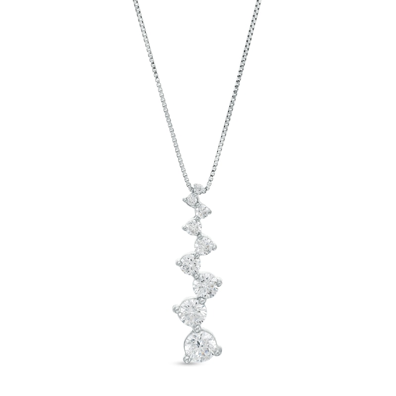 Marilyn Monroe™ Collection 3/4 CT. T.W. Diamond Graduated Linear Drop Pendant in 10K White Gold