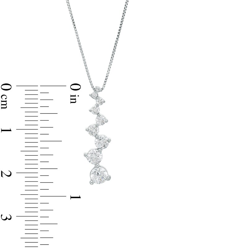 Marilyn Monroe™ Collection 3/4 CT. T.W. Diamond Graduated Linear Drop Pendant in 10K White Gold