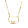 Thumbnail Image 1 of 1/5 CT. T.W. Diamond Oval Carabiner Clip Necklace in 10K Gold