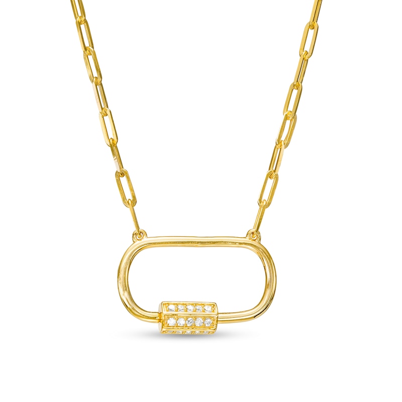 Main Image 1 of 1/5 CT. T.W. Diamond Oval Carabiner Clip Necklace in 10K Gold