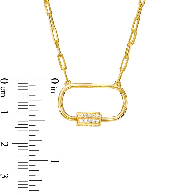 Main Image 3 of 1/5 CT. T.W. Diamond Oval Carabiner Clip Necklace in 10K Gold