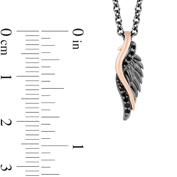 Enchanted Disney Villains Maleficent Black Diamond Pendant and Stud Earrings Set in Sterling Silver and 10K Rose Gold