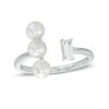 Thumbnail Image 0 of 5.0mm Cultured Freshwater Pearl and White Lab-Created White Sapphire Open Ring in Sterling Silver