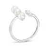 Thumbnail Image 3 of 5.0mm Freshwater Cultured Pearl and White Lab-Created White Sapphire Open Ring in Sterling Silver