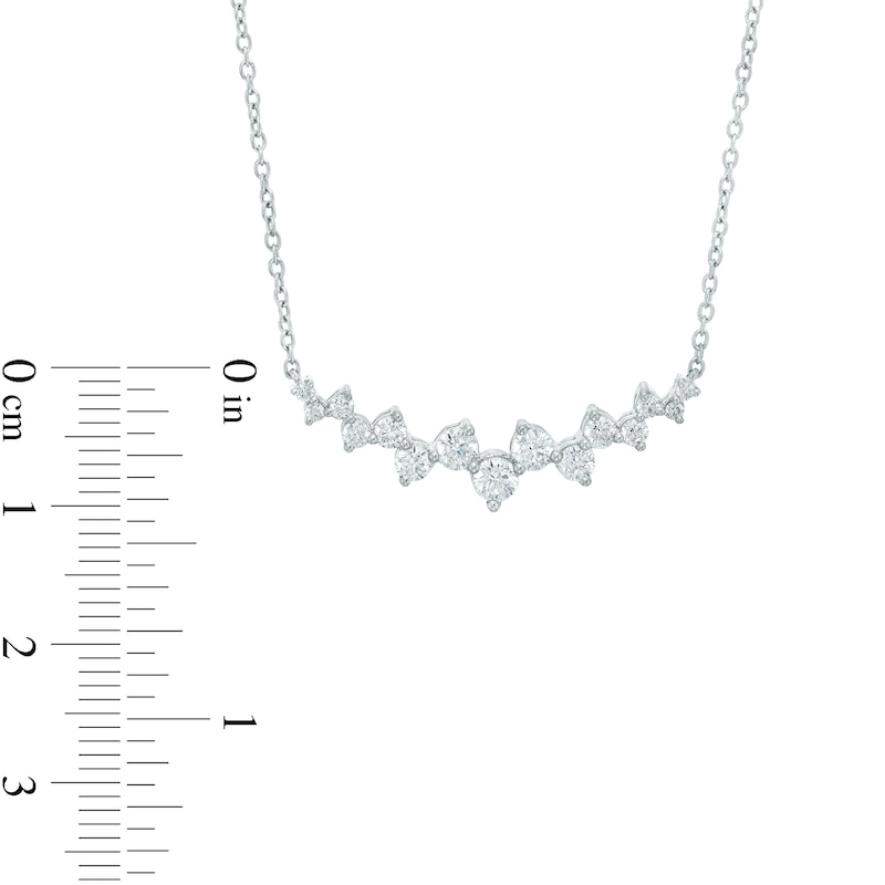 Main Image 2 of Marilyn Monroe™ Collection 3/4 CT. T.W. Diamond Graduated Curved Scatter Necklace in 10K White Gold