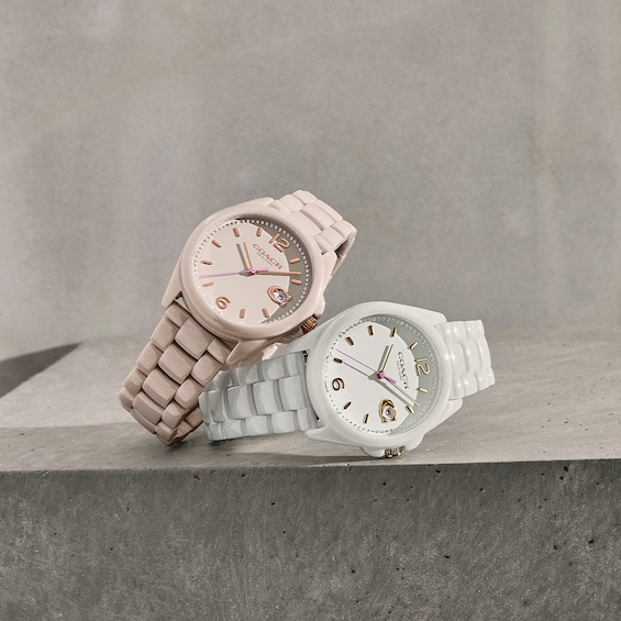 Ladies' Coach Greyson Crystal Accent Pink Ceramic Watch (Model: 14503926)